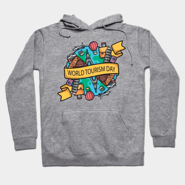 World Tourism Day Illustartion Hoodie by Mako Design 